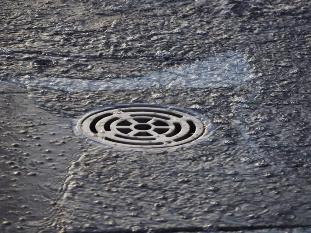 Heavy Rain in Sewer Drain